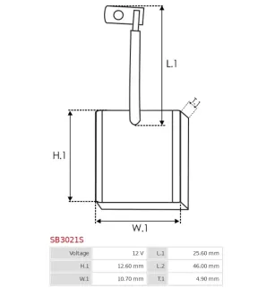 Charbon/balais de démarreur pour VALEO TM000A27301