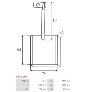 Charbon/balais de démarreur pour MAGNETI MARELLI D80F