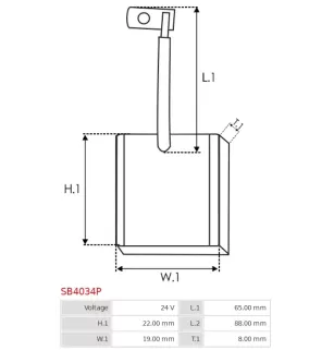 Charbon/balais de démarreur pour LUCAS 26132H/R, 26132J/R, 26133, 2613