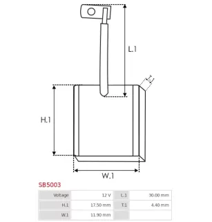 Charbon/balais de démarreur pour MITSUBISHI M1T64285, M1T70283, M1T704