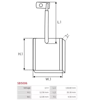 Charbon/balais de démarreur pour MITSUBISHI M000T81081, M000T81281, M0