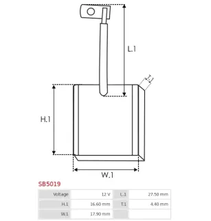 Charbon/balais de démarreur pour MITSUBISHI M1T30271, M1T93571