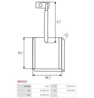 Charbon/balais de démarreur pour MITSUBISHI M8T81071, M8T81071A, M8T85