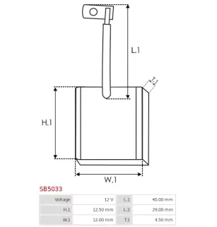 Charbon/balais de démarreur pour MITSUBISHI M0T23171, M0T30471, M0T320