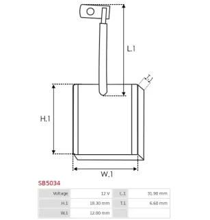 Charbon/balais de démarreur pour MITSUBISHI M8T70471A, M8T70472, M8T71