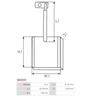 Charbon/balais de démarreur pour DENSO 1280003260, 1280003261, 1280003