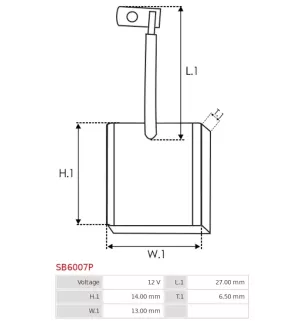 Charbon/balais de démarreur pour DENSO 1280007561, 1280007562, 1280007