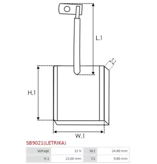 Charbon/balais de démarreur pour ISKRA / LETRIKA 11130659, 11130707, 11130710, 11130839, 11130860