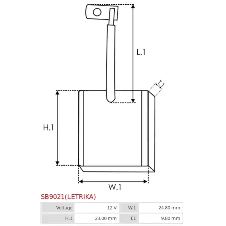 Charbon/balais de démarreur pour ISKRA / LETRIKA 11130659, 11130707, 11130710, 11130839, 11130860