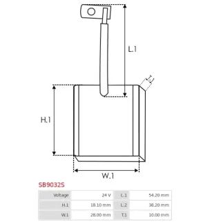 Charbon/balais de démarreur pour ISKRA / LETRIKA S9135