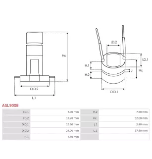 Bague collectrice d’alternateur AS-PL UD02743ASL, BOSCH 1124303007, F00M143019, CARGO 135172, IKA 1.2039.0, CASCO CSL10102AS