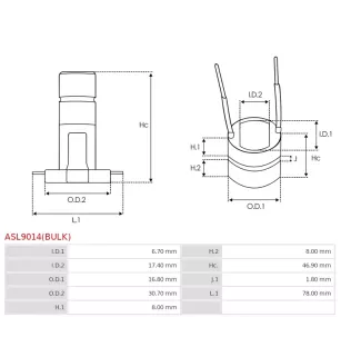 Bague collectrice d’alternateur AS-PL UD02746ASL, CARGO 138441, IKA 1.2089.0, MAGNETI MARELLI 83613401, CASCO CSL30100AS