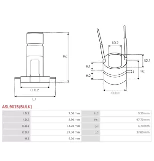 Bague collectrice d’alternateur AS-PL UD02742ASL, CARGO 230090, IKA 1.2020.0, VALEO 2609393, CQ CQ1070003, ELECTROLOG SRG0002