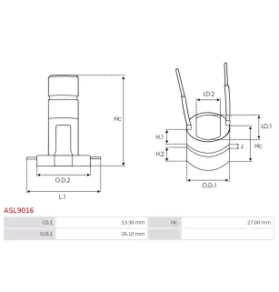 Bague collectrice d’alternateur CARGO 131219, MOTOROLA 512-055, CASCO CSL15100AS, CQ CQ1070006, ELECTROLOG SRG0520