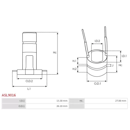 Bague collectrice d’alternateur CARGO 131219, MOTOROLA 512-055, CASCO CSL15100AS, CQ CQ1070006, ELECTROLOG SRG0520