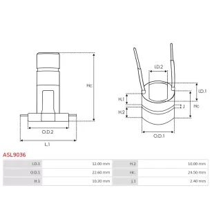 Bague collectrice d’alternateur AS-PL UD02753ASL pour UD18327ASL, CARGO 130843, DELCO 92100510, IKA 1.2035.0, CASCO CSL60104AS