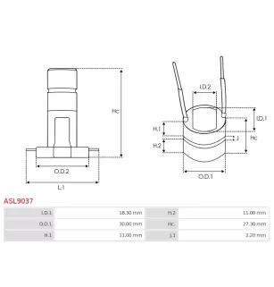 Bague collectrice d’alternateur AS-PL UD41633ASL, ELECTROLOG SRG2601, WAI / TRANSPO 28-1853