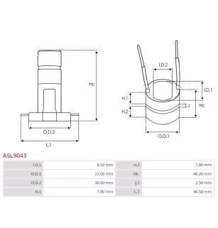 Bague collectrice d’alternateur AS-PL UD02427ASL pour HYUNDAI / KIA 3730037110, AS-PL A3184, A5099, MANDO AB180140