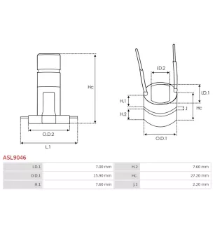 Bague collectrice d’alternateur AS-PL UD03068ASL pour BOSCH 0124120001, 0124220008, 0124220012