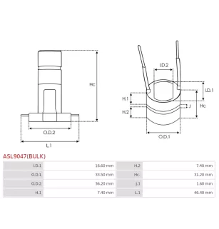 Bague collectrice d’alternateur AS-PL UD02522ASL pour HYUNDAI / KIA 373004X000, AS-PL A9018, MANDO AF111225