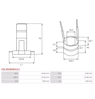 Bague collectrice d’alternateur AS-PL UD40954ASL pour BOSCH 0120469722, 0120488187, AS-PL A0115