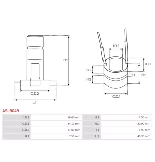 Bague collectrice d’alternateur AS-PL UD11770ASL, CARGO 230490, CQ CQ1070007, ELECTROLOG SRG5065, POWERMAX 1115123, 81115123