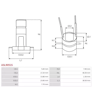 Bague collectrice d’alternateur AS-PL UD03278ASL pour UD03279ASL, UD03280ASL, BOSCH F00M502700, F00M502706, F00M502710