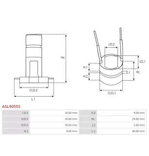 Bague collectrice d’alternateur AS-PL UD46094ASL pour HITACHI LR170407, LR225408, AS-PL A2005, A2010, A2014