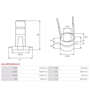 Bague collectrice d’alternateur AS-PL UD46094ASL pour HITACHI LR170407, AS-PL AR2001, A2014, A2005