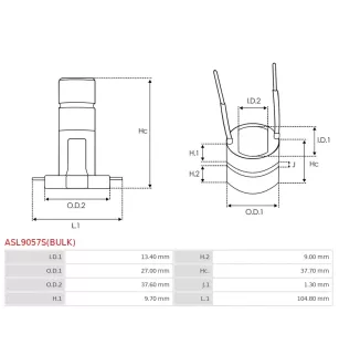 Bague collectrice d’alternateur AS-PL UD15313ASL, CARGO 233938, FORD F8WU10328BA, ELECTROLOG SRG8007, ERA 214017, KRAUF ASF3938