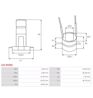 Bague collectrice d’alternateur AS-PL UD51066ASL pour DENSO 1042101650