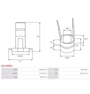 Bague collectrice d’alternateur AS-PL UD18318ASL, CARGO 131218, IKA 1.2022.0, VALEO 512-003, CASCO CSL15110AS