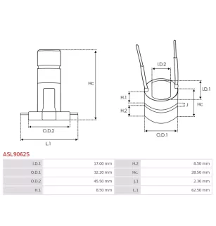 Bague collectrice d’alternateur AS-PL UD18328ASL, CARGO 138440, ELECTROLOG SRG3004, POWERMAX 81113502, WOODAUTO SLR39162