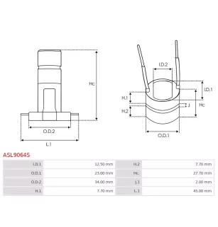 Bague collectrice d’alternateur AS-PL UD18322ASL, CARGO 135140, IKA 1.2017.0, ELECTROLOG SRG5063, ERA 214010, KRAUF ASM5140