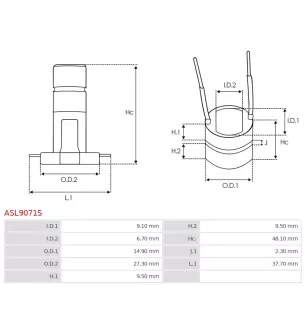 Bague collectrice d’alternateur AS-PL UD02391ASL pour UD45296ASL, CARGO 230090, IKA 1.2020.0, VALEO 2609393, CASCO CSL15109AS