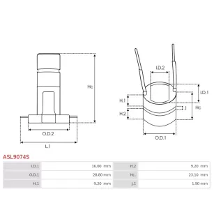 Bague collectrice d’alternateur AS-PL UD45402ASL pour MAGNETI MARELLI 63321044, AS-PL A4030, ELMOT AR9009