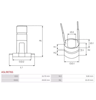 Bague collectrice d’alternateur AS-PL UD49108ASL pour ISKRA / LETRIKA 11201711, AAK4569, AS-PL A9227