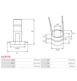 Bague collectrice d’alternateur AS-PL UD51067ASL pour DELCO 10459318, 10459320, 10459321, 10459483, 10459596, 19020300, 19020305