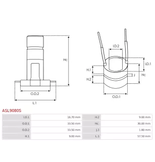 Bague collectrice d’alternateur AS-PL UD48991ASL pour HYUNDAI / KIA 373004Z300, AS-PL A9067