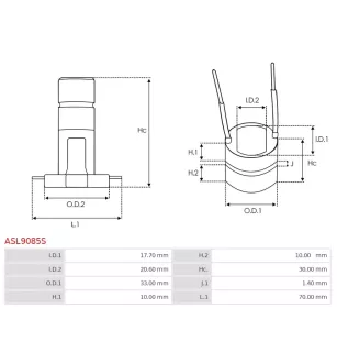 Bague collectrice d’alternateur AS-PL UD51072ASL pour DENSO 1002103270, AS-PL A6135, A6139, AR6016