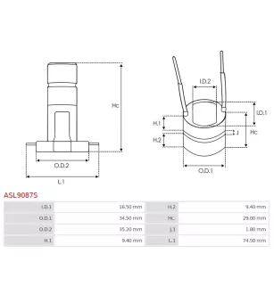 Bague collectrice d’alternateur AS-PL UD48238ASL pour HITACHI LR160412, LR160446, LR170415, AS-PL A2025, A2026