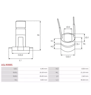 Bague collectrice d’alternateur AS-PL UD03698ASL pour HITACHI LR1190902, LR1190904, LR1190912, LR1190919