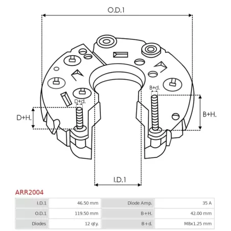 Redresseur d’alternateur HITACHI LR1130702 pour LR1130702B, LR1130702C