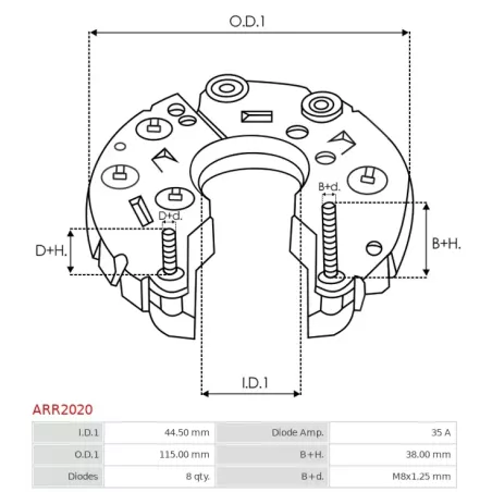 Redresseur d’alternateur ELECTROLOG REG3098, AS-PL A2078S, A2089S, HITACHI LR170510B, LR180513