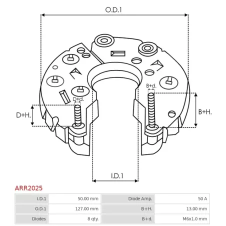 Redresseur d’alternateur KRAUF ARH5070, AS-PL A2061, HITACHI LR260512, LR280501, LR280506, LR280508, LR280707