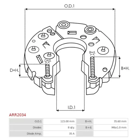 Redresseur d’alternateur AS-PL ARR2034, HITACHI LR180510