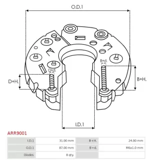Rectificador alternador 0R, AS-PL AR9001