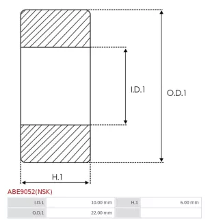 Palier NSK 6900T1XDDC3E pour EA3S6, JEA3S6, BEARING SIZE 10/22X6