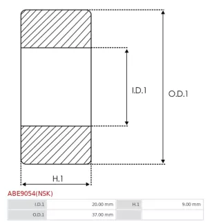 Palier CARGO 140226 pour B140226, HITACHI 2114-35502, 2114-95502, IKA 8.8261.0, NISSAN 23339-T9000, 23358-M4900, NSK 6904DDUC3