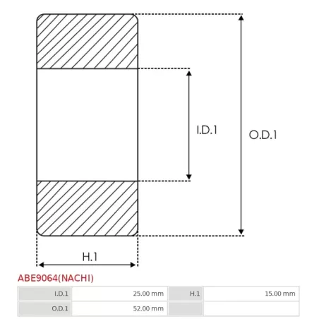 Palier AS-PL UD101841ABE(NACHI), CARGO 140089, FAG 62052ZRC3, ISUZU 1098002990, NISSAN 32227-N9000, NSK 6205-2Z, 6205Z